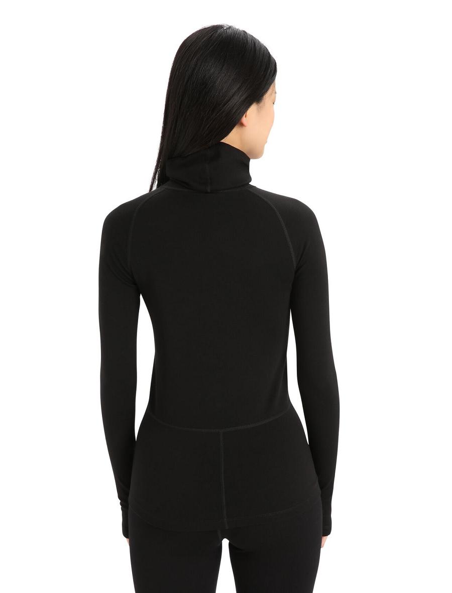 Base Layers Icebreaker MerinoFine™ Long Sleeve Roll Neck Femme Noir | FR 1896XYUF